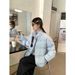 Japanese Korean Vibe Striped Bow Cotton Jacket – Winter Fashion Thickened Warm Coat, Cute & Stylish Short Puffer Coat With Princess Sleeves (Blue)_ecoleips.com