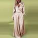 Women's Clothing Luxury Elegant V Neck Satin Long Sleeved Top Wide Leg Pants Set_ecoleips.com