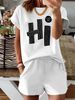 Women’s 2 Piece Outfit Set – Oversized Graphic T-Shirt And Biker Shorts Matching Set, Casual Summer Lounge Tracksuit For Daily Wear-294_ecoleips.com