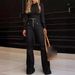 Women's Clothing High Waist Slim Fit Jeans Button Detailing Spring Flared Trousers Solid Color Regular Thickness_ecoleips.com