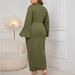 Women's Clothing Plus Size Clothes"Chic High Neck Bodycon Dress For Plus Size Women – Elegant Solid Color Slim Fit Dress With Side Slit, Perfect_ecoleips.com