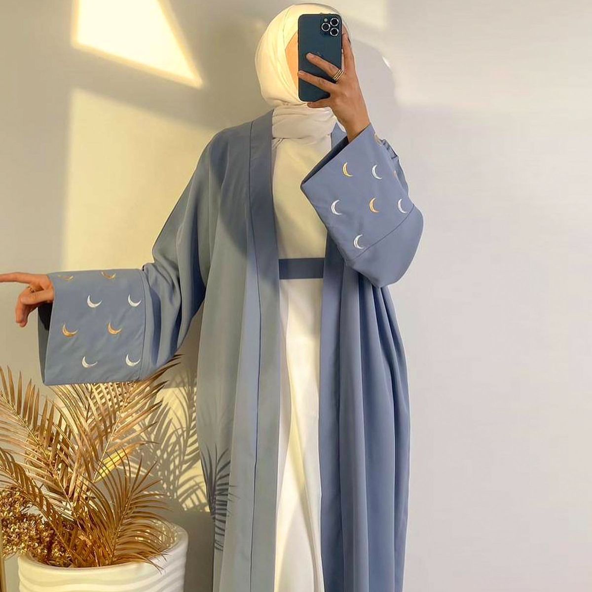Loriya2024 Middle East Turkey Dubai Moon Embroidery Elegant Cardigan Robe LR785_ecoleips.com