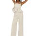 Women's European American Style Spring Summer Casual Camisole Strapless High Waisted Wide Leg Trousers Slimming Elegant Vacation Fashion Set_ecoleips.com