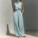 Women's Linen-Blend Sleeveless Top And Wide-Leg Pants Set, Comfortable Summer Lounge Two-Piece Outfit_ecoleips.com