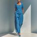 Women's Clothing Women's Elegant Two Piece Set Fashion Solid Color Cotton Linen Loose Short Sleeve Top High Waisted Trousers_ecoleips.com