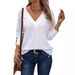 Aria Basics Aria Basics 2024 Cross-Border European And American Women's Fashion Casual V-Neck Long Sleeve Button Hollow Lace Embroidered Shirt_ecoleips.com