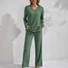 Women's Ribbed Long Sleeve Lounge Set - Cozy Winter Loungewear Pants & Top (Available In 4 Colors)_ecoleips.com