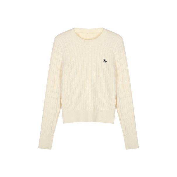 girl Embroidered Cable Knit For Women, Autumn And Winter Korean 2025 New Chic Lazy Style Loose Pullover Long Sleeve Sweater_ecoleips.com