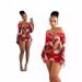 D8670 Spring Summer New Women's Casual Printed Long Sleeve Personality Split Skirt Set_ecoleips.com