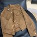 Women’S Short Suede Jacket – Premium Velvet-Touch Coat (Cropped, Button Closure, S-2xl, Khaki/Brown, Fleece-Lined Option)_ecoleips.com