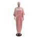 Women's Clothing Middle East Pink Dress Polka Dot Hot Stamping Waist Characteristic Lace Kaftan Dress_ecoleips.com