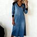 Women's Casual V-Neck Color Block Dress – Breathable & Stylish Summer Dress For Everyday Wear_ecoleips.com