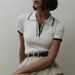 Women's Clothing Slim Fit Short Sleeved Lapel Top Summer New Thread Tight Contrast Color Temperament Sweater_ecoleips.com