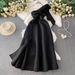 Elegant Off-Shoulder Bow Dress – A-Line Cocktail Gown With 3D Floral Details For Banquet & Evening Wear_ecoleips.com