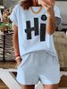 Women’s 2 Piece Outfit Set – Oversized Graphic T-Shirt And Biker Shorts Matching Set, Casual Summer Lounge Tracksuit For Daily Wear-294_ecoleips.com
