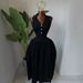 Elegant High-Waisted A-Line Sleeveless Dress – Summer V-Neck Shift Dress With Lapel Collar (Wine Red/Black)_ecoleips.com