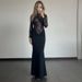 Women's Spring Fashion Semi High Neck Hollow out Lace Bodycon Dress European American Style Slim Fit Breathable Dress_ecoleips.com