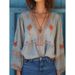 Sweet And Laid-Back Early Autumn Korean Style Fashion Design Sense V-Neck Loose Long-Sleeved Top Feel_ecoleips.com