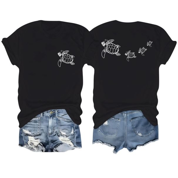 BeWithYou Cute Sea Turtle Shirts For Women Hawaiian T Shirt Aesthetic Preppy Ocean Beach Tshirt Funny Graphic Tees Casual Top_ecoleips.com