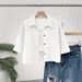 All Colors Sizes Available, 2026 New Cross-border European And American Women's Fashion Shirt, Solid Color Button Pocket_ecoleips.com