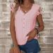 Women's American Style Lace T-Shirt Loose Fit Solid Color V Neck Short Sleeve Top For Spring Summer_ecoleips.com