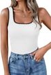 2026 Women Square Neck Sleeveless Vest, Embossed Craft Color Block Slim Fit Casual Summer Sleeveless Blouse_ecoleips.com