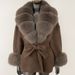 Luxury Double-Faced Wool Coat With Fox Fur Collar - Oversized Women's Winter Coat, Elegant Mid-Length Trench Coat For Casual & Office Wear_ecoleips.com