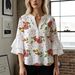 European And American Style Digital Print Puff Shirt For Women, Plus Size V-neck Layered Sleeve Spring-summer New_ecoleips.com