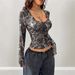 Women's Clothing Women's Slim Fit Camisole Deep V Neck Milk Silk Tree Branch Print Base Layer Top Sexy For Formal & Casual For Women_ecoleips.com