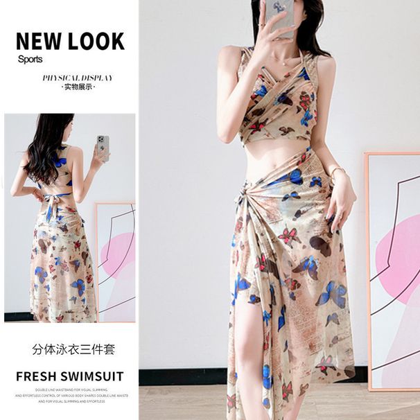 European And American Sexy Swimsuit Women, Two-Piece Bikini Three-Piece Set, New Chiffon Vacation Swimwear For Women_ecoleips.com
