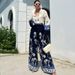 Women's clothing fashion positioning printed loose long-sleeved tops wide-leg pants two-piece set_ecoleips.com