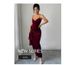 Elegant V-Neck Sleeveless Bodycon Evening Dress – Stretch Knit Long Gown For Women (S-XL, Wine Red, Belted Waist, Wrinkle-Resistant)_ecoleips.com