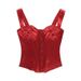 Summer Satin Bustier Top – Slim Fit Crisscross Back Strap Elegant Blouse For Women (S-L, Red, Polyester Hook & Eye Corset Style)_ecoleips.com