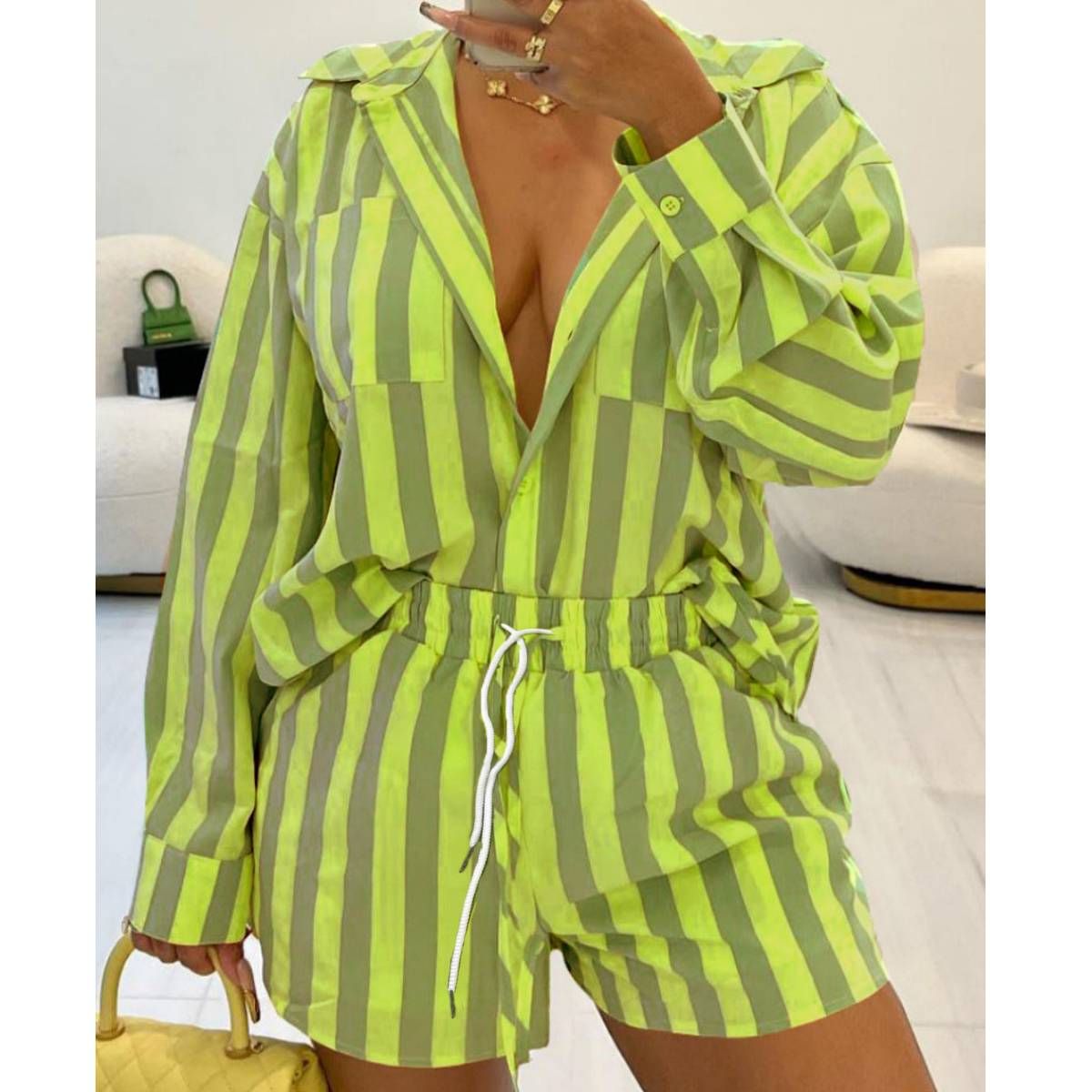 Women's Clothing Autumn And Winter Hot Selling Shirt Long Sleeved Shorts Commuter Two Piece Women's Suit_ecoleips.com