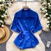 Women's Korean Style Short Sleeve Cardigan Fitted Waist Elegant Shirt Sophisticated French Style Top For Commuter Loose Fit Spring_ecoleips.com
