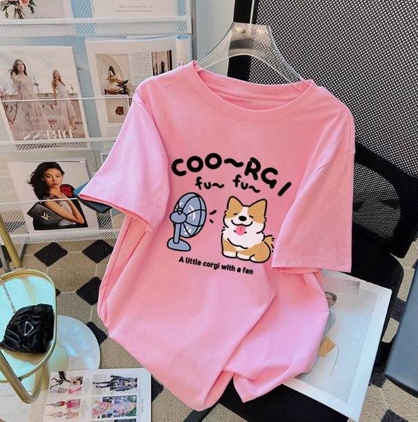 Women's Oversized Short Sleeve T-Shirt With Cute Cartoon Print - Loose Fit Casual Cotton Top For Summer_ecoleips.com