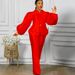 Women's Clothing solid color puff sleeve top wide leg trousers two piece suit women's fashion suit_ecoleips.com