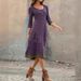 Cross-Border Women's Round Neck Printed Bohemian Style Retro Slim Fit Elegant Patchwork Mid-Length Dress_ecoleips.com