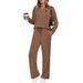 Women's Commuter Suit Long Sleeved Drawstring Solid Color Casual Pants Set Spring Autumn Bestseller_ecoleips.com
