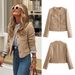 Women's Clothing Spring And Autumn New Style Metal Button Pocket Woolen Short Outer Single Breasted Top A14039_ecoleips.com