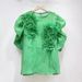 French Style 3D Floral Print Blouse Women's Short Sleeve Top Loose Fit Unique Design Chic Casual Shirt_ecoleips.com