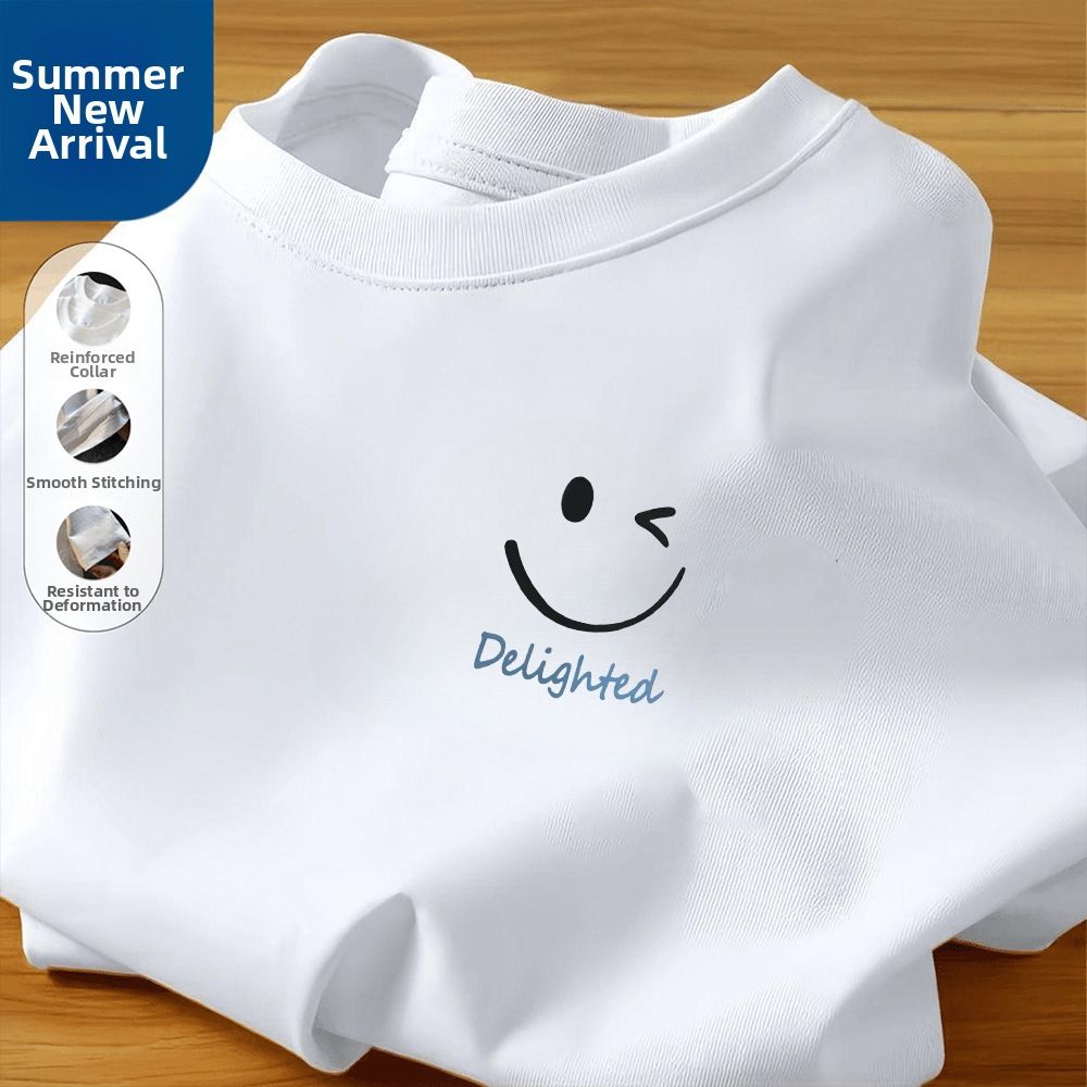 Men's Casual Cotton Short Sleeve T-Shirt American Style Print Crew Neck Pullover Loose Fit Top_ecoleips.com