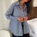 Women's Clothing Striped Shirt Outerwear Women's Design Lazy Long Sleeve Cardigan Breathable Style_ecoleips.com