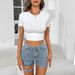 Summer Slim Fit Solid Color T-Shirt For Women Versatile European Style Simple Bestseller Hot Girl Top_ecoleips.com