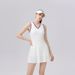 White Tennis Dress Women's Summer Quick-drying Breathable V-neck Sleeveless Pleated Skirt Professional Badminton Sports Skirt_ecoleips.com