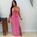 Women's Sexy Deep V Halter Neck Backpack Dress Fashion Hip Revealing Clothing_ecoleips.com