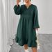 Women's Clothing Plus Size Clothes "Bohemian Patchwork Cotton-Linen Dress – Puff Sleeves & Hollow Out Design, Loose Fit High Waist Maxi Skirt"_ecoleips.com