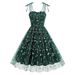 Women's Retro Hepburn Style Bow Halter Mesh Embroidered Dress Christmas Casual Elegant Fashion Thin_ecoleips.com