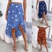 Real Shot Of European And American Spring/summer Casual Floral Asymmetric Ruffle Midi Skirt. Independent Foreign Trade_ecoleips.com
