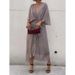 Women's Clothing Solid Color Lace Long Skirt Bat Sleeve Irregular Large Size Dress_ecoleips.com